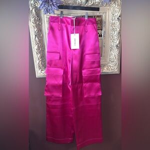 NWT FRAME Relaxed Straight Cargo Magenta Pants size 6